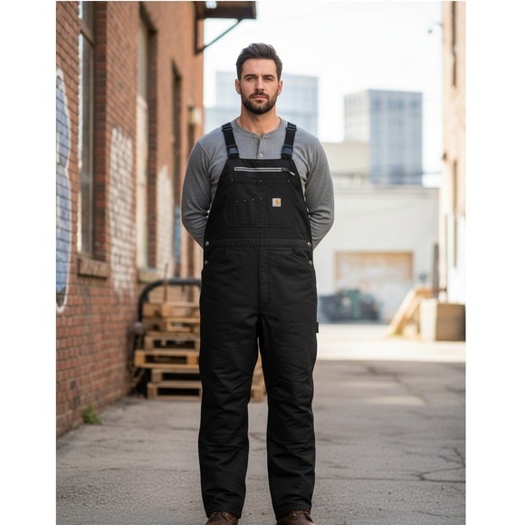 Carhartt Super Dux Insulated Bib Overalls Mens XL Tall Black OR5004-M Thinsulate